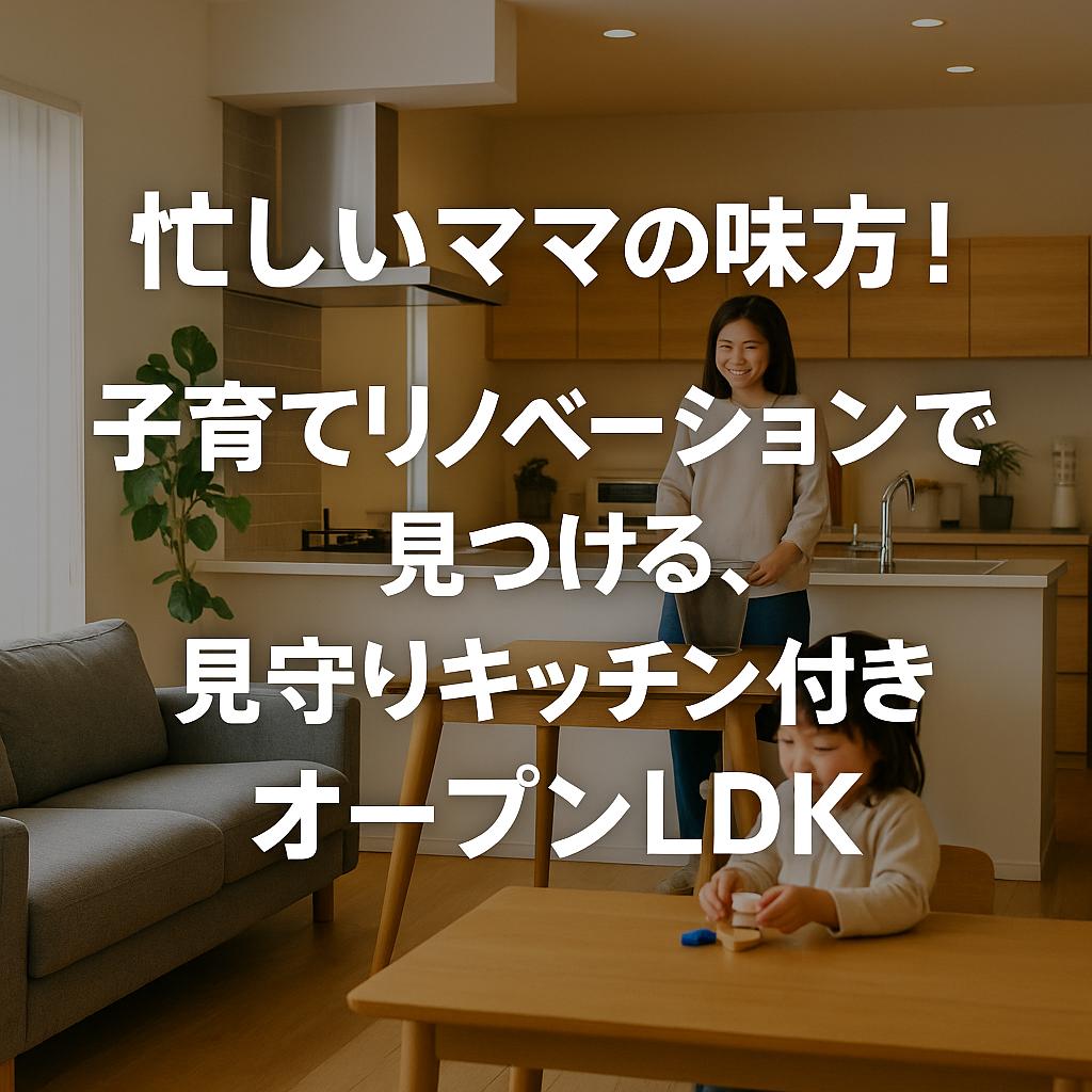 忙しいママの味方!子育てリノベーションで見つける、見守りキッチン付きオープンLDK